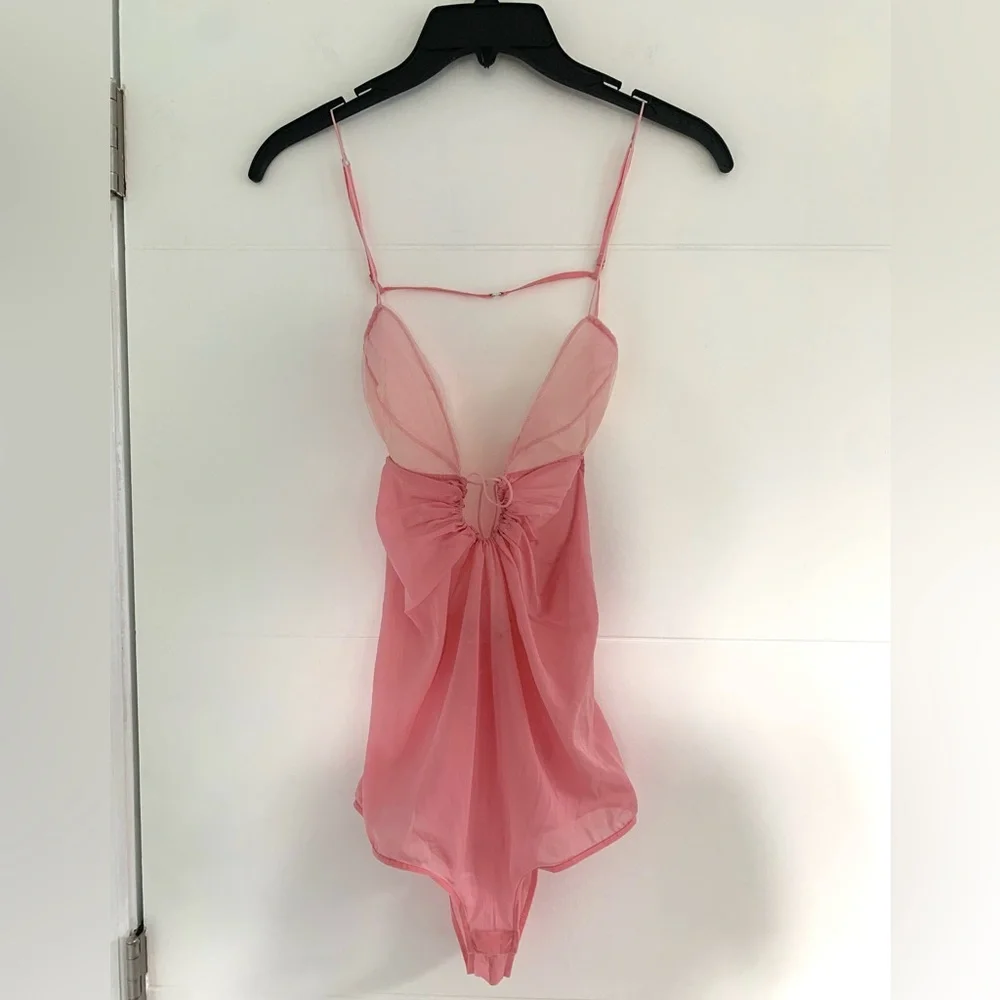 Nensi Dojaka Silk Georgette Keyhole Bodysuit in Blossom XS - Picture 12 of 14